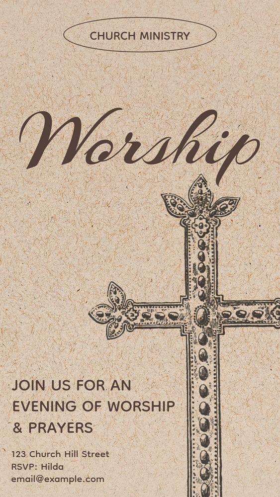 Church worship service Instagram story template, editable text