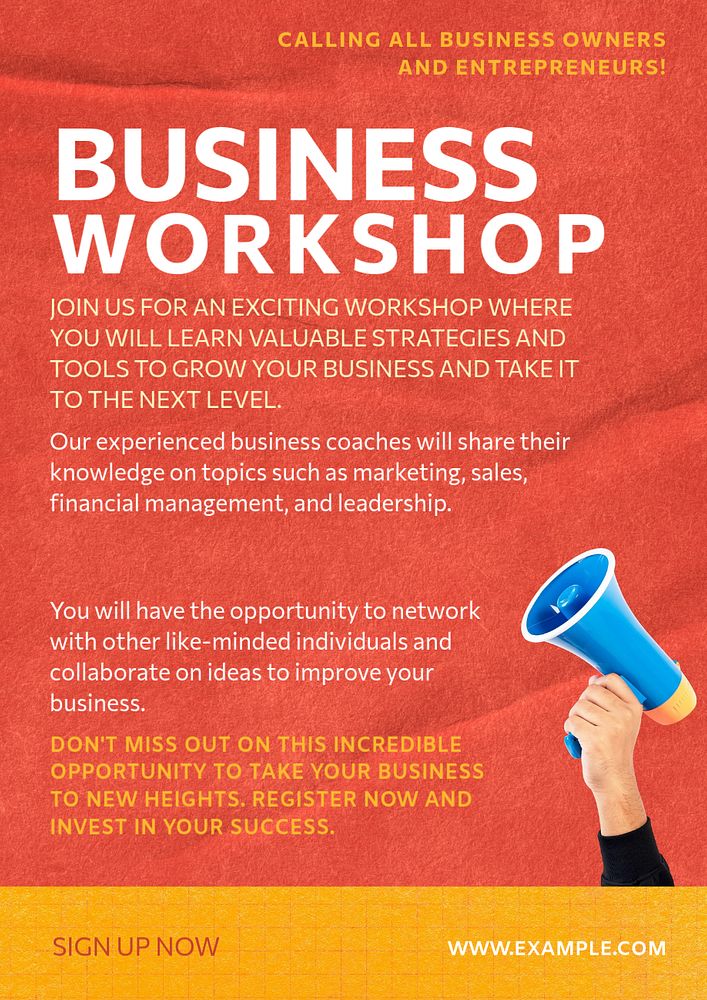 Business workshop poster template, editable design