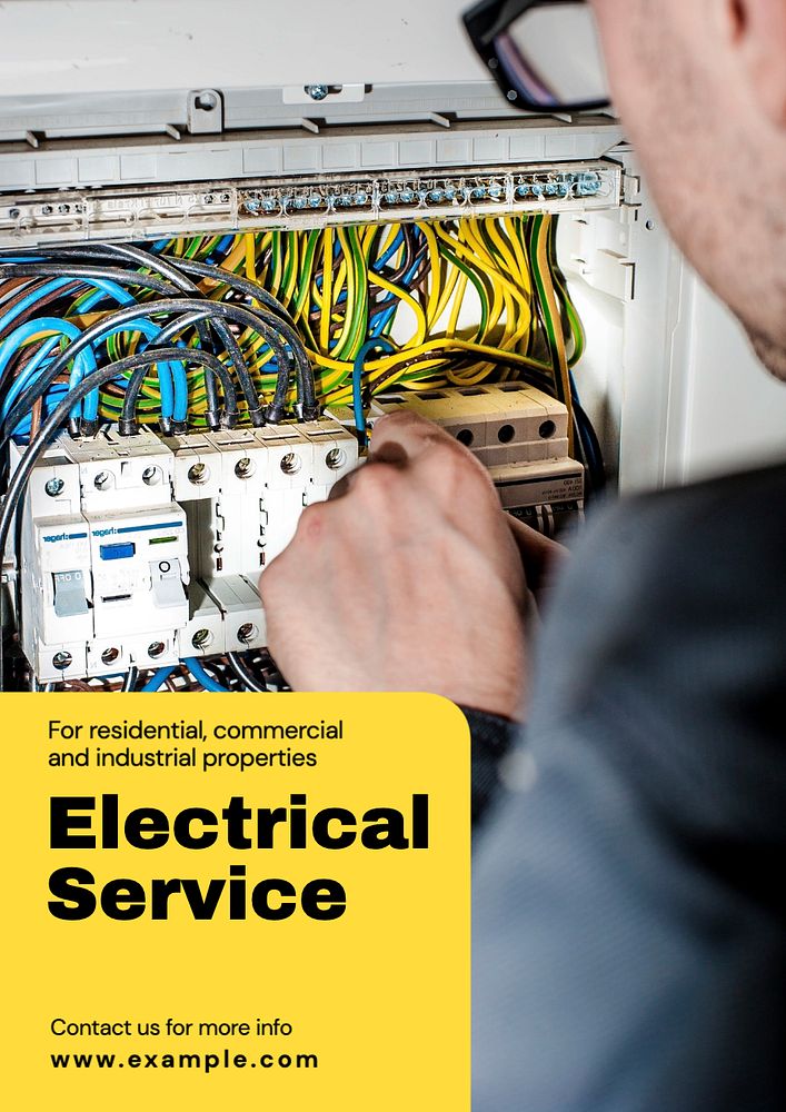 Electrical service poster template, editable text & design