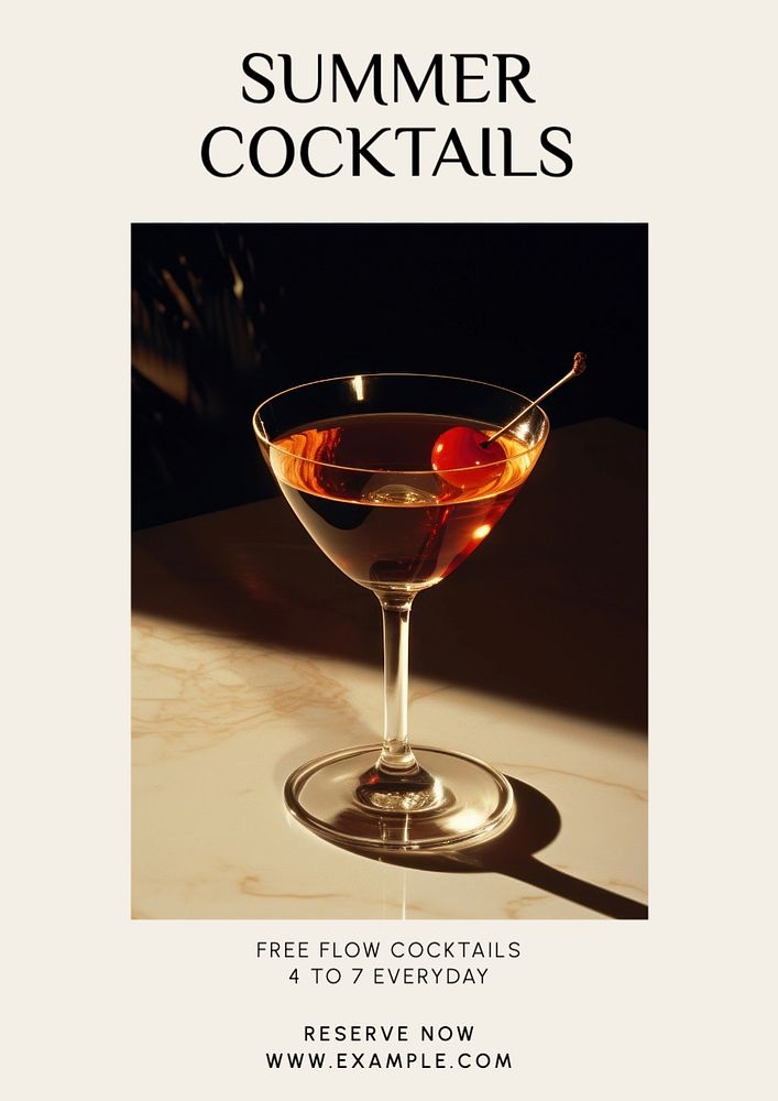 Summer cocktails poster template