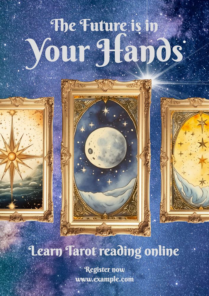 Tarot card reading poster template