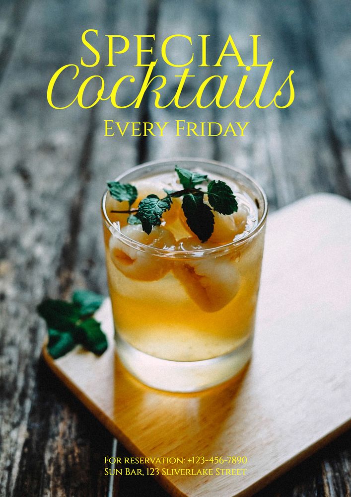 Special cocktails poster template