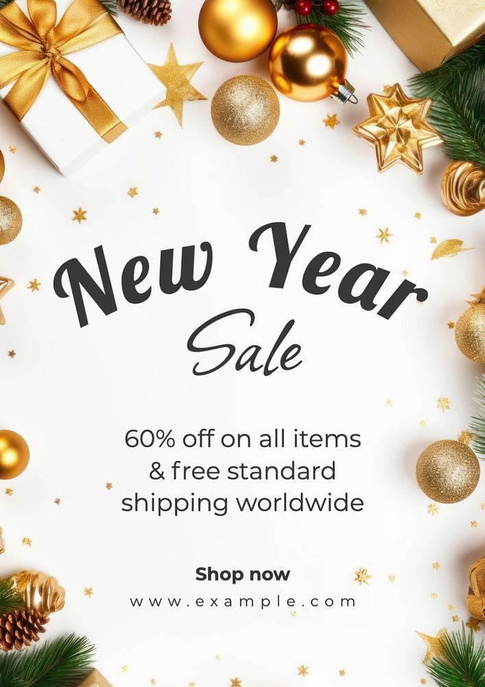 New Year sale poster template