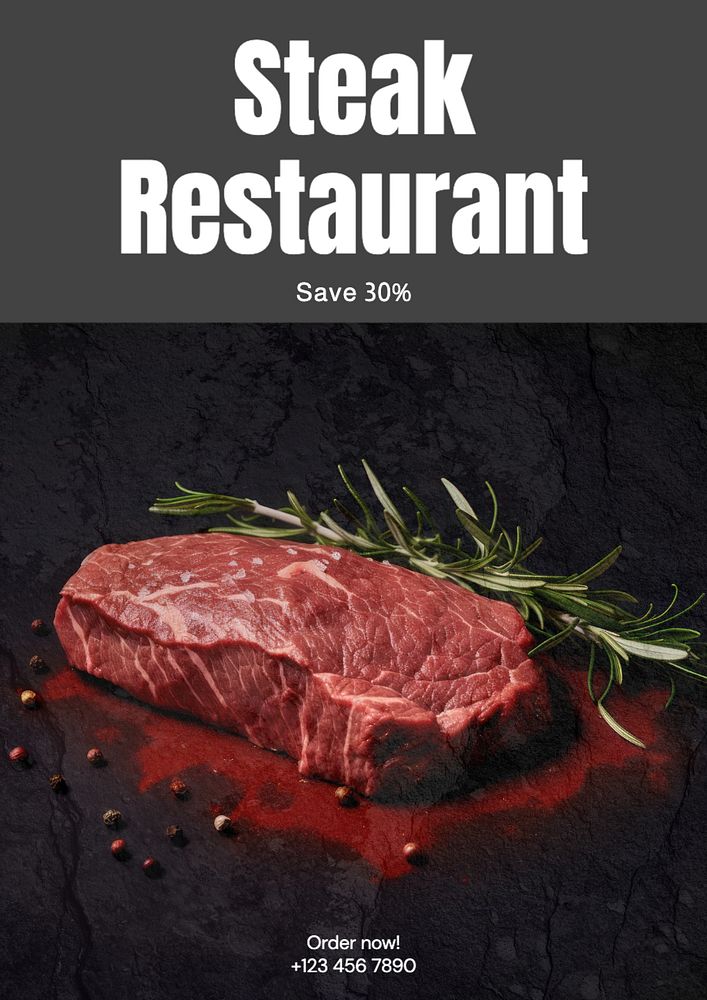 Steak restaurant poster template