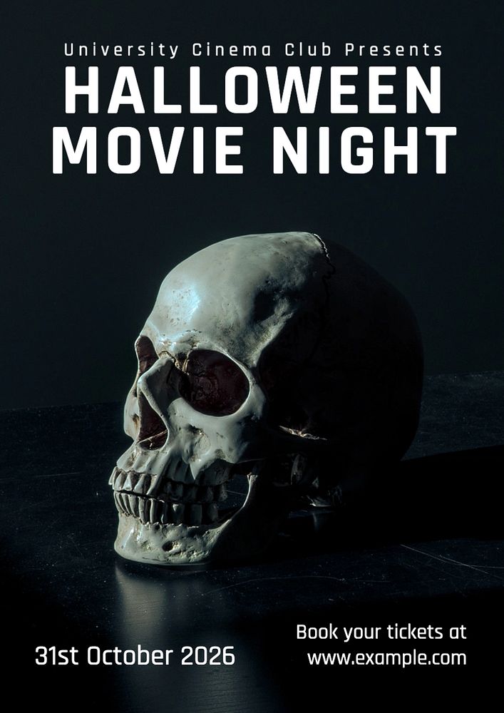 Halloween movie night poster template