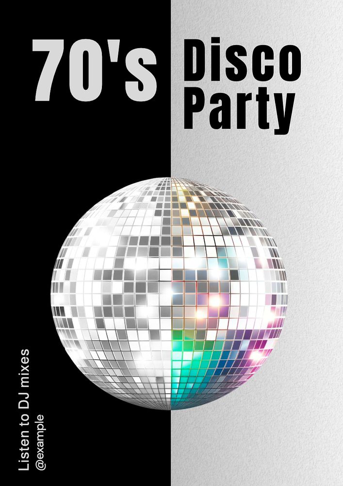 Disco party poster template