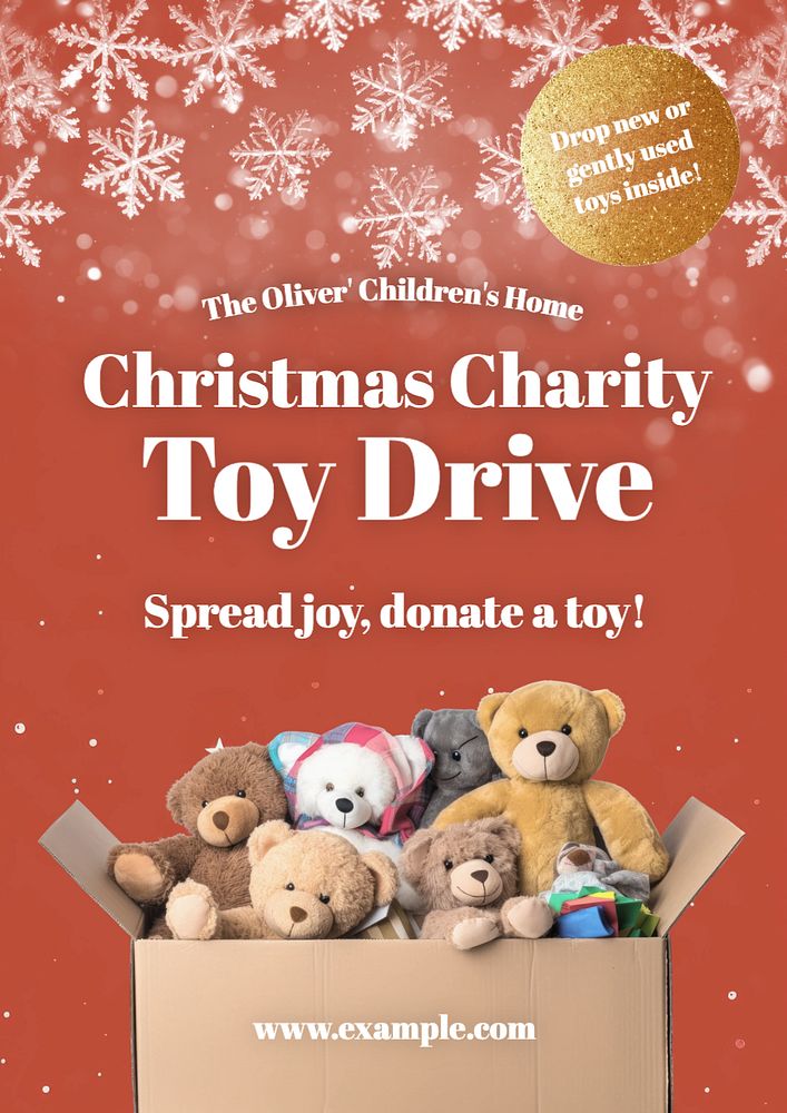 Christmas toy drive poster template