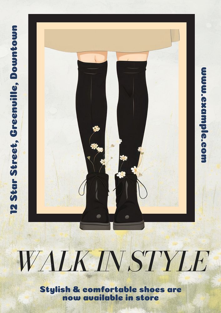 Walking shoes poster template