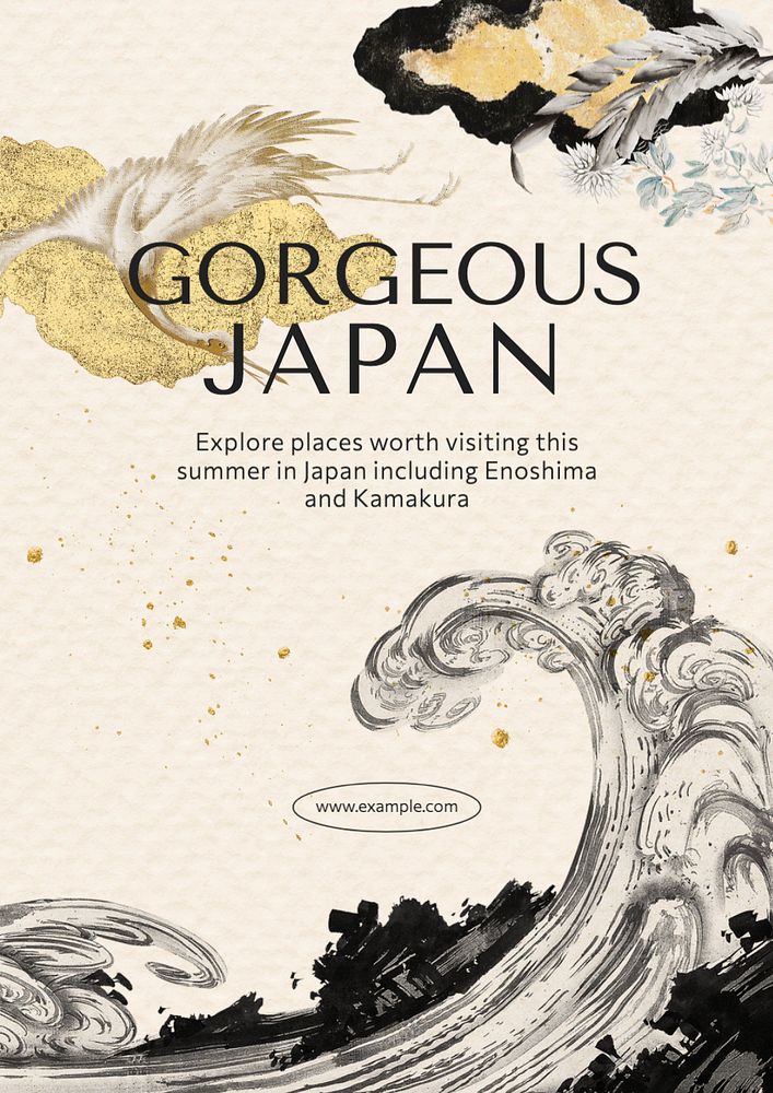 Japan travel ads poster template