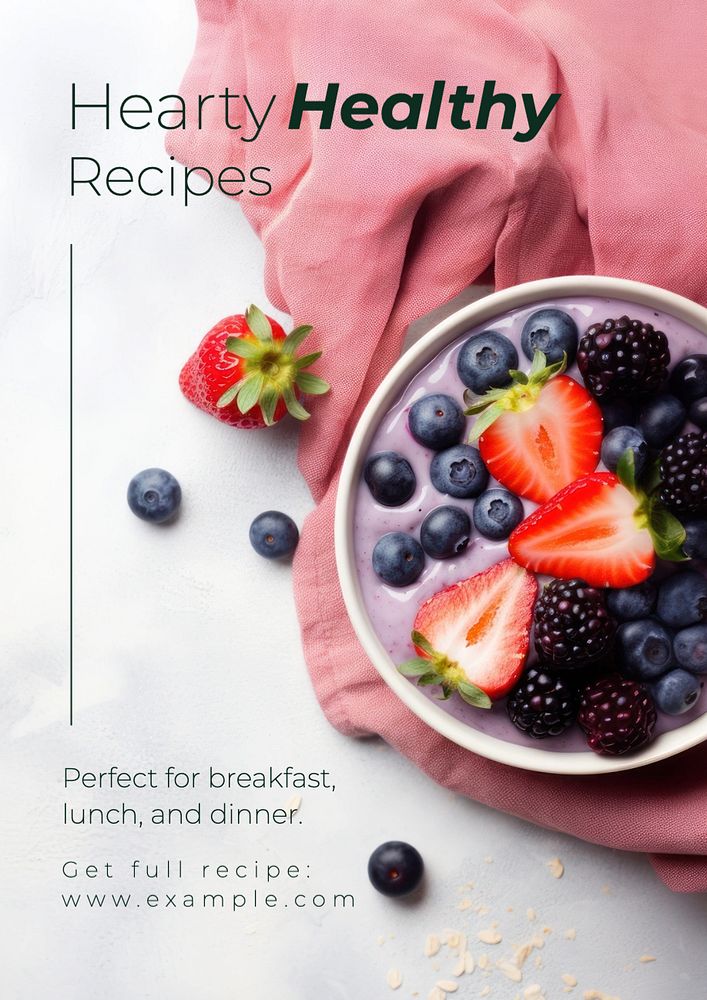 Hearty healthy recipes poster template