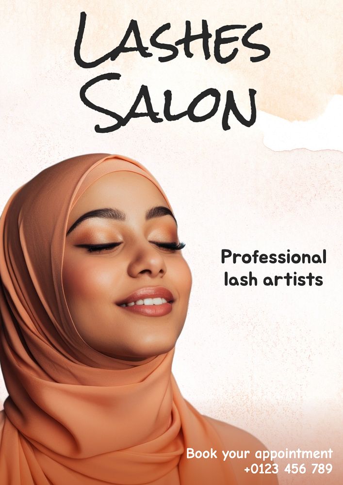 Eyelashes salon poster template