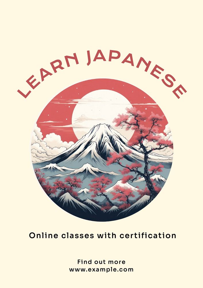 Learn Japanese online poster template