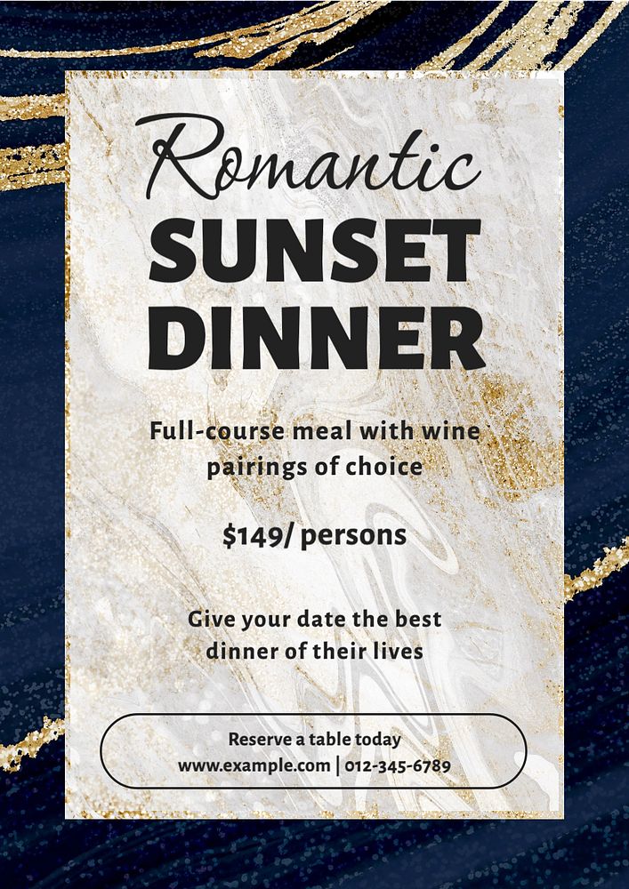 Romantic sunset dinner poster template