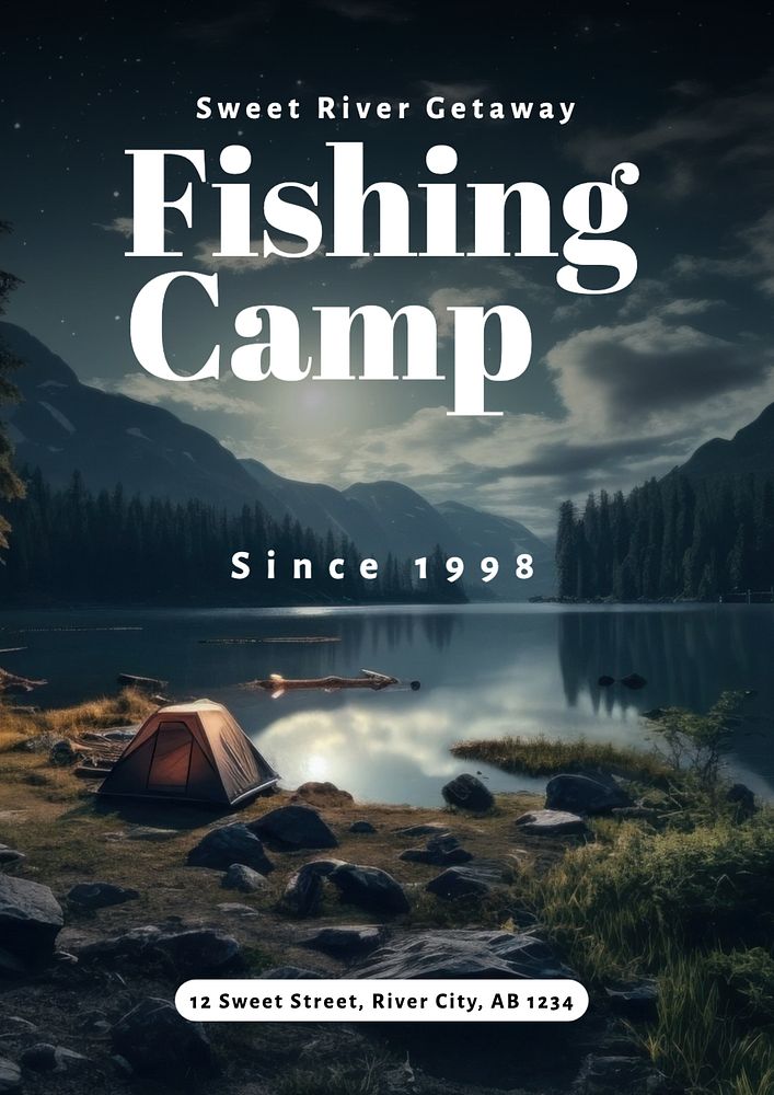 Fishing camp poster template