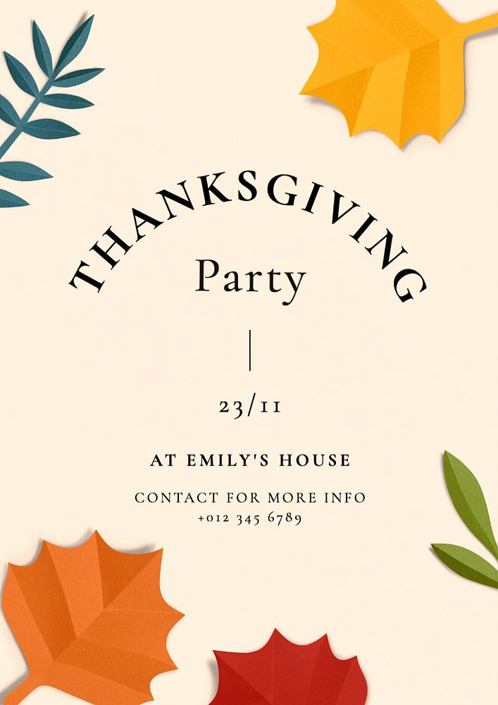 Thanksgiving party poster template