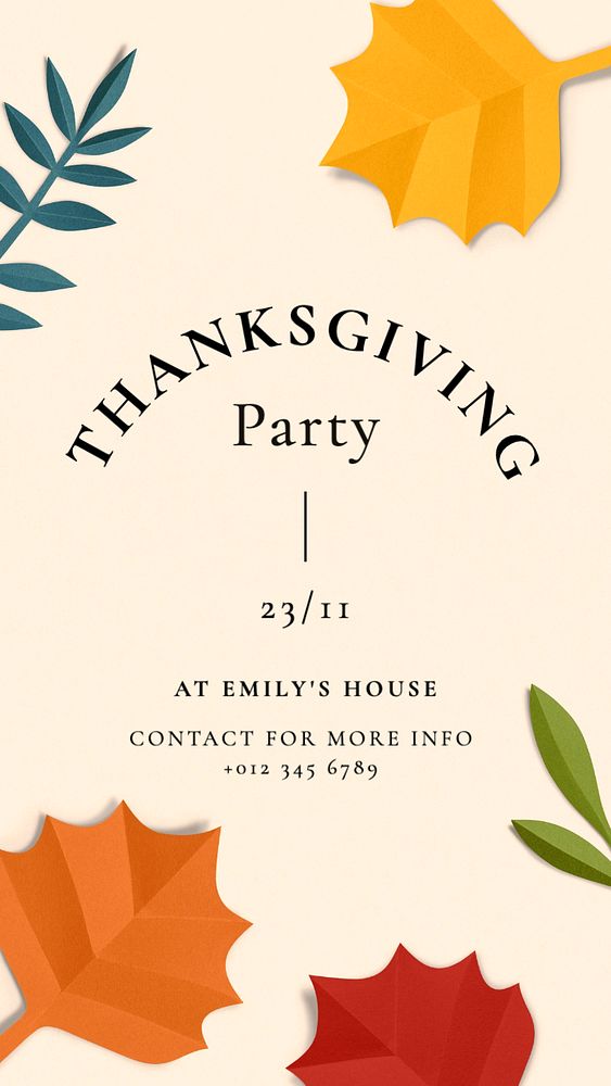 Thanksgiving party Facebook story template