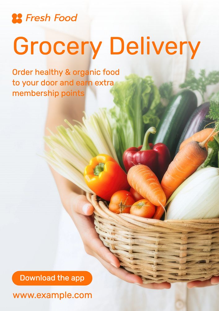 Grocery delivery poster template