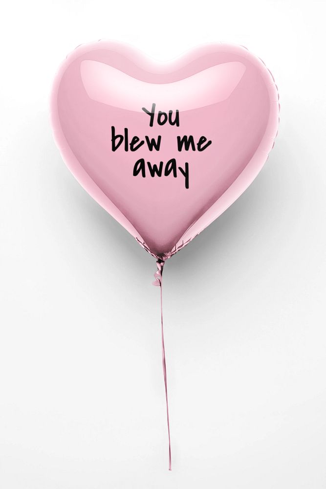 Pink heart-shaped balloon mockup, editable design