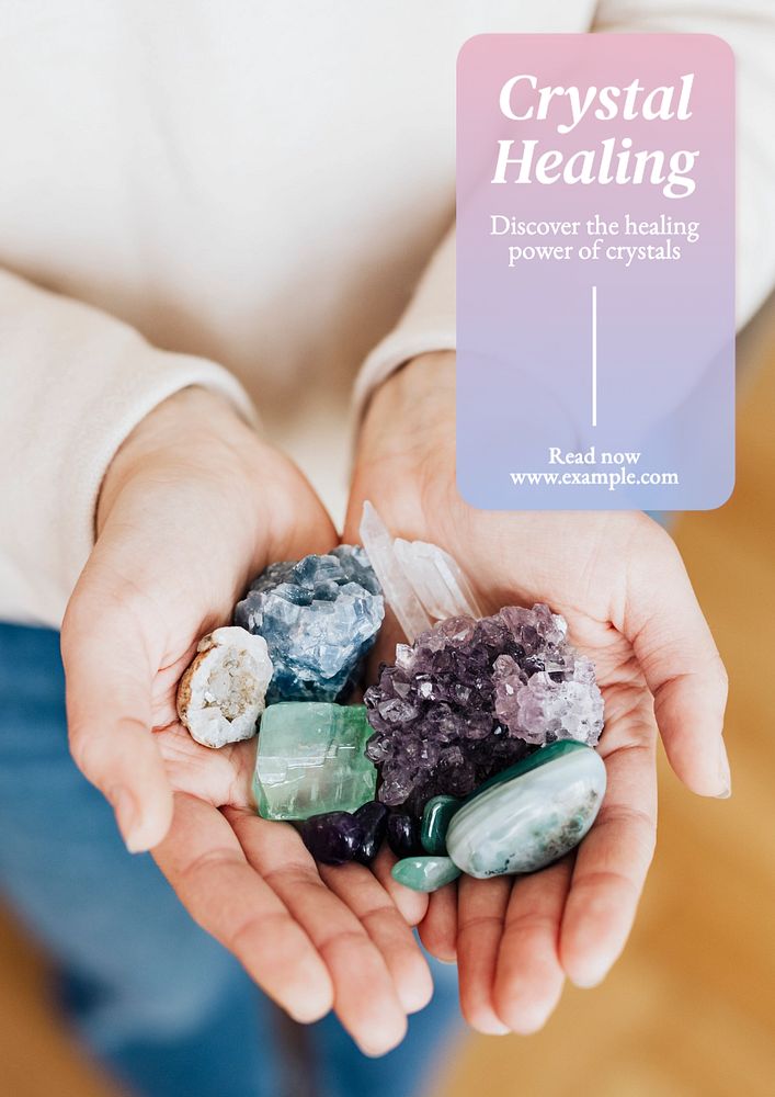 Crystal healing poster template