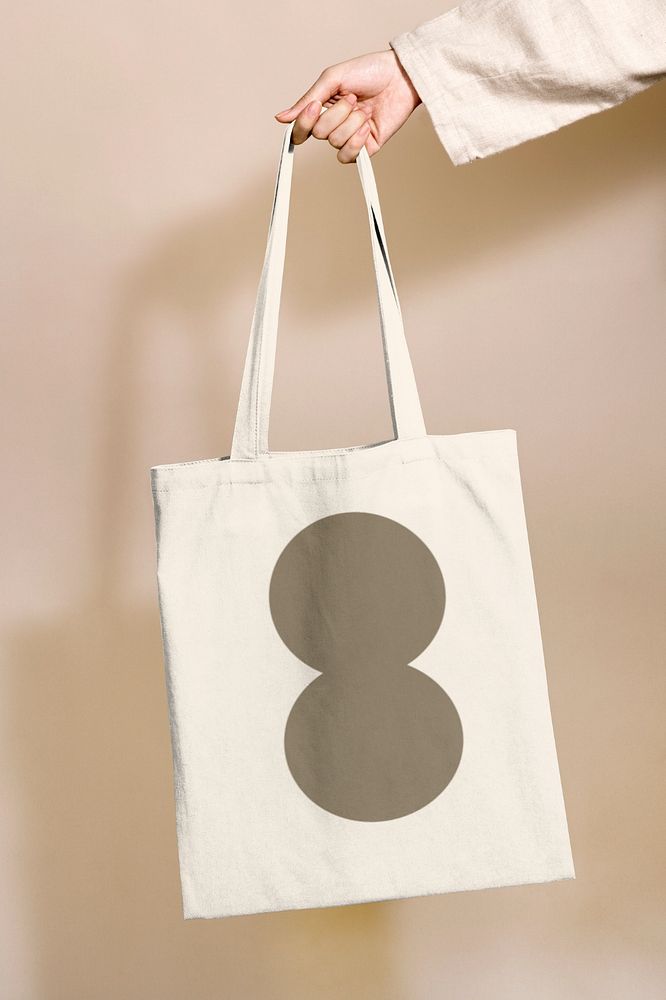 Tote bag mockup, beige aesthetic design