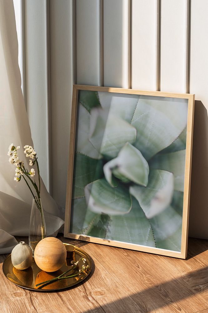 Photo frame mockup, aesthetic home decorations