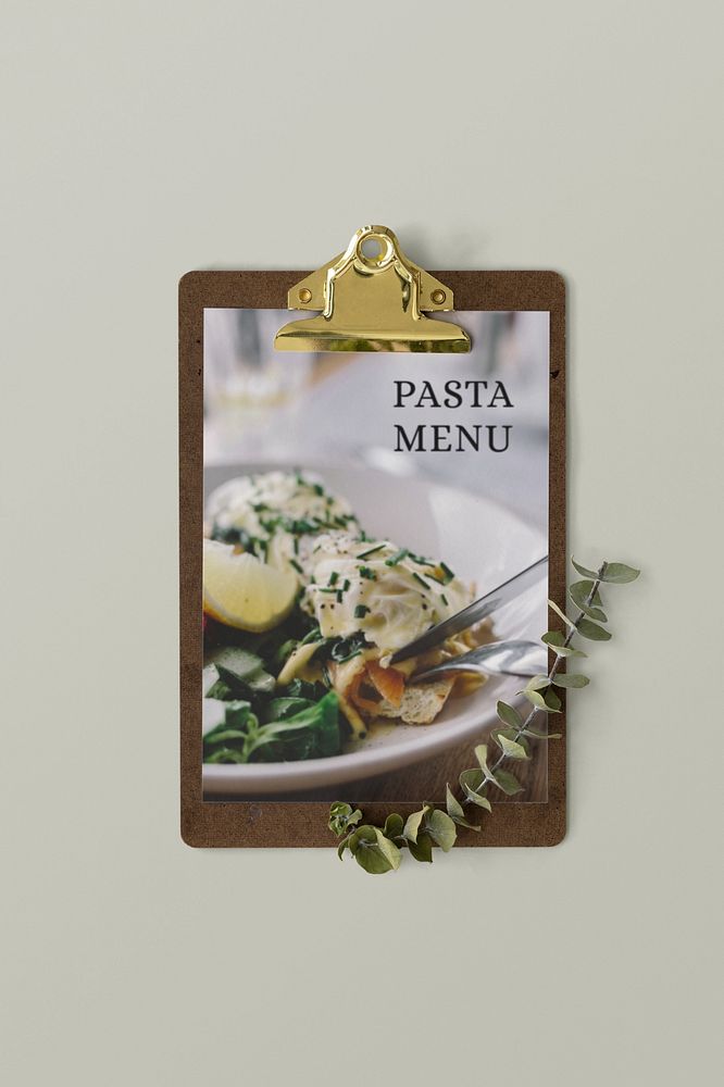 Menu clipboard poster mockup, editable design