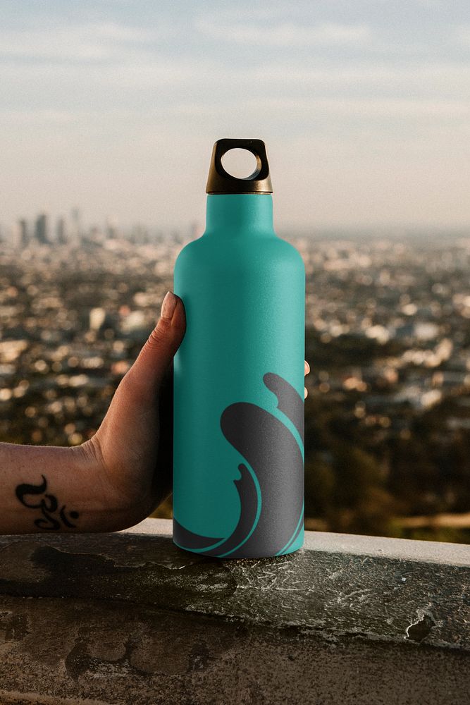 Stainless steel bottle mockup, portable, travel 