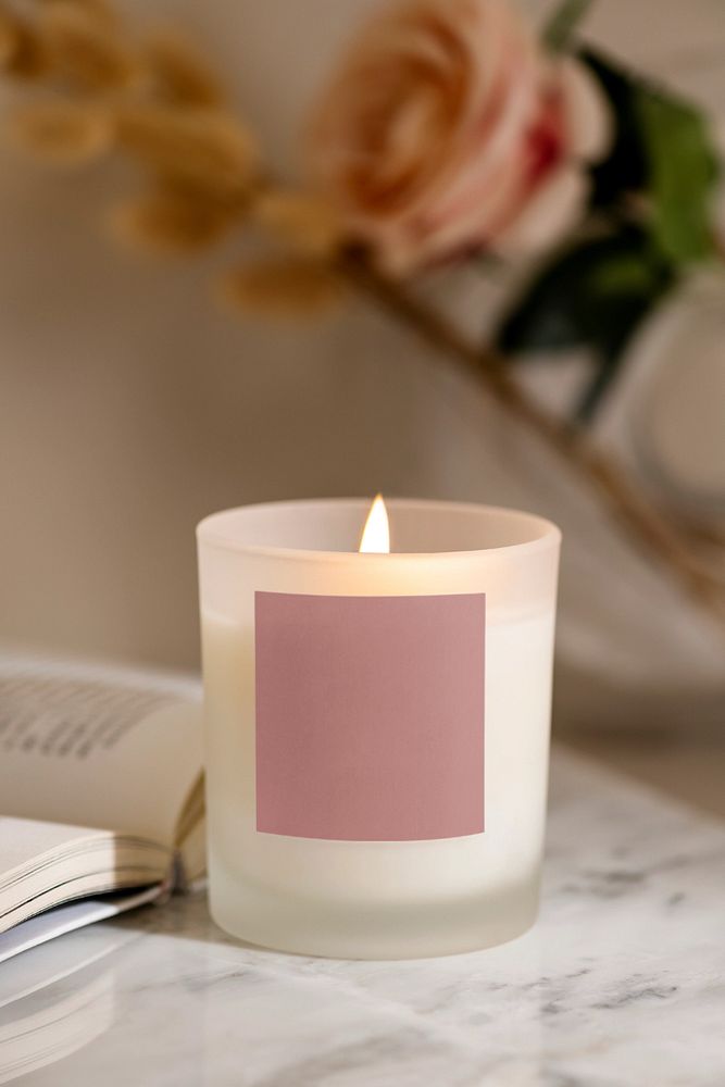 Scented candle label mockup, product design