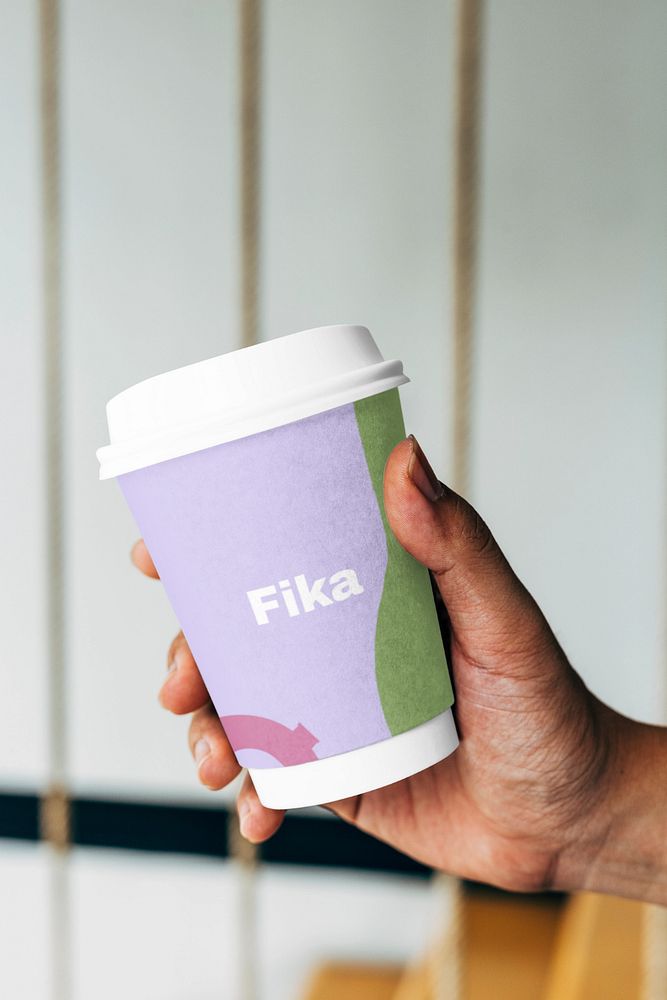 Disposable cup mockup, holding, editable design