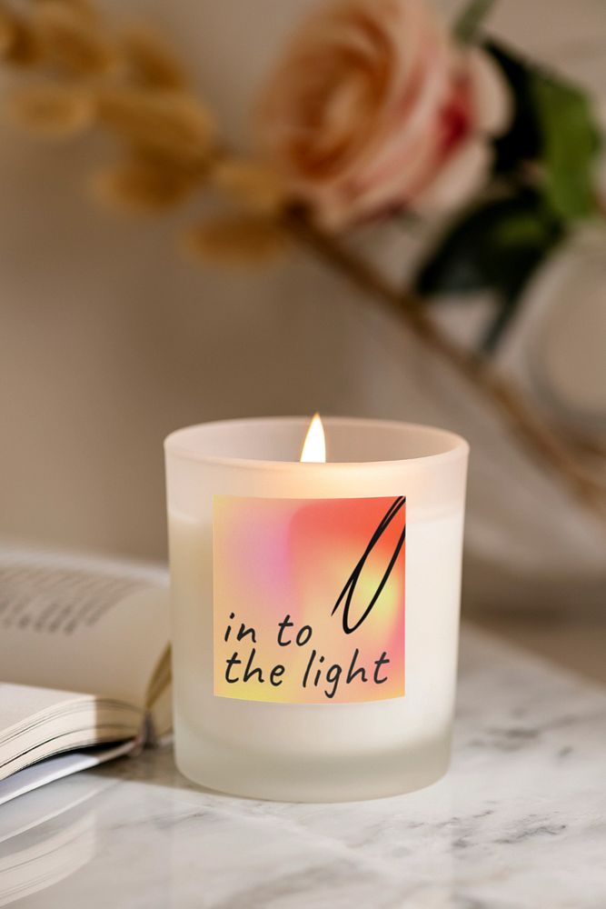 Scented candle label mockup, product design