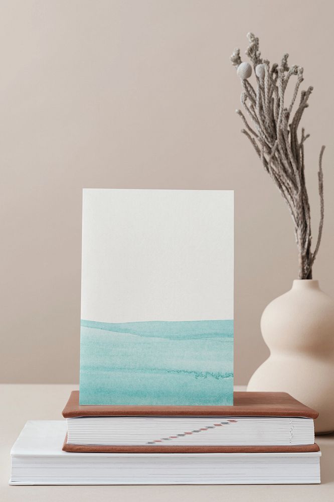 Paper, frame mockup, watercolor ocean 