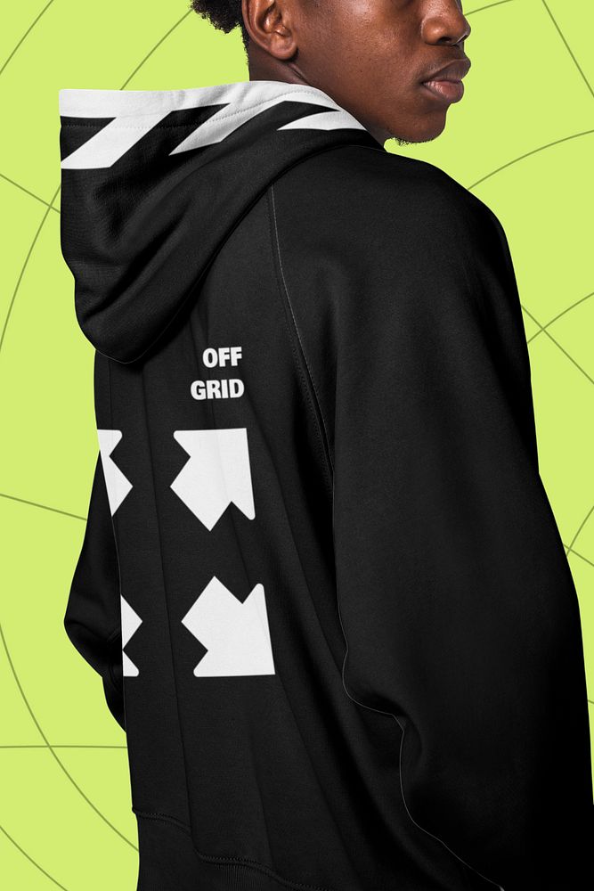 Black hoodie mockup, street apparel