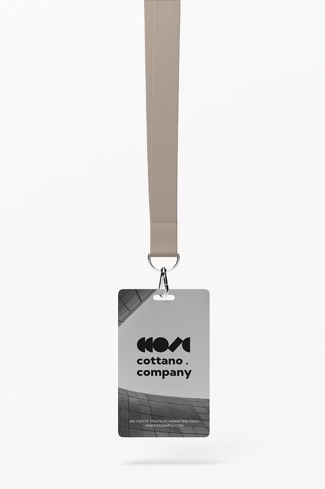 Lanyard card mockup, gray 3D design 