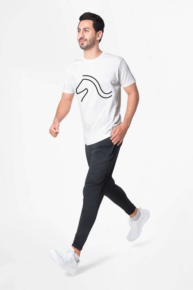 T-shirt mockup, sweatpants, men's sportswear