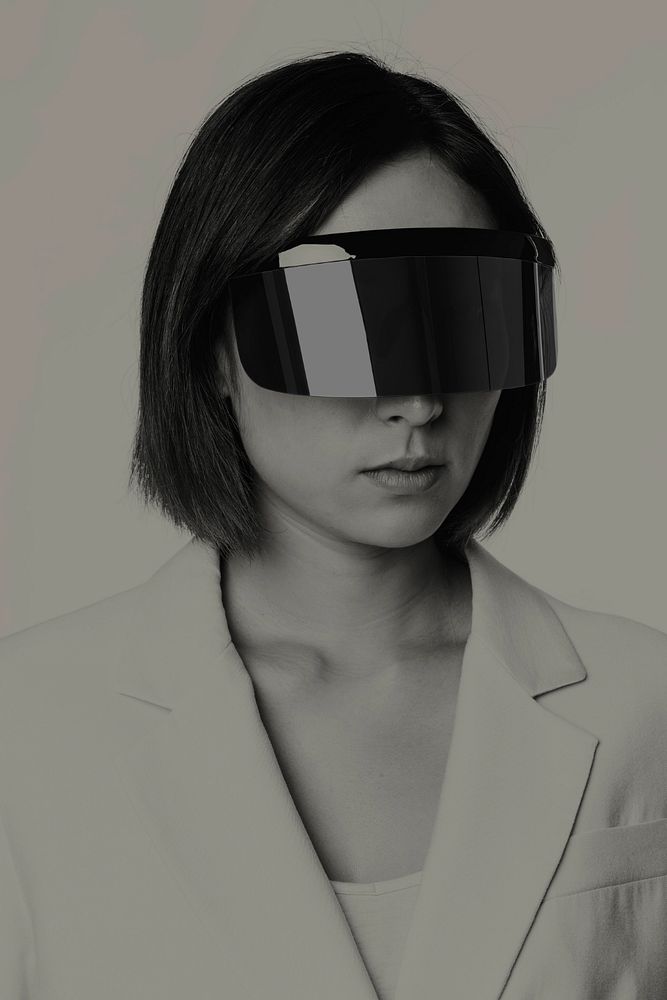 VR smart glasses mockup, editable digital device