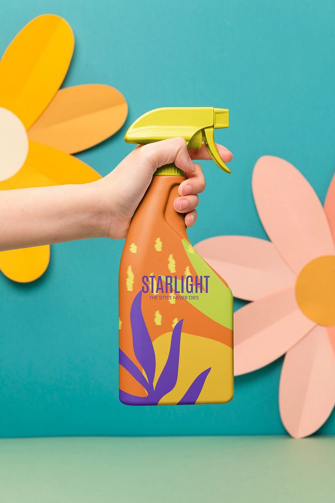 Spray bottle mockup, editable product design