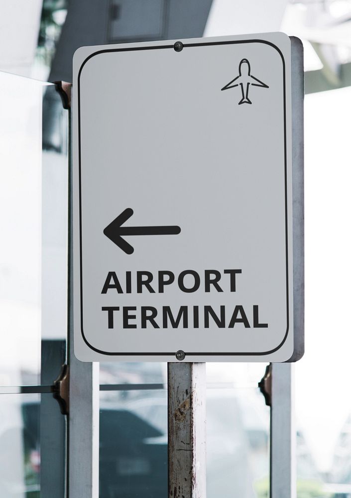 Airport sign mockup, editable design