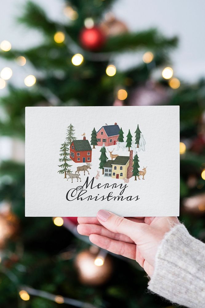 Editable Christmas card mockup, festive design