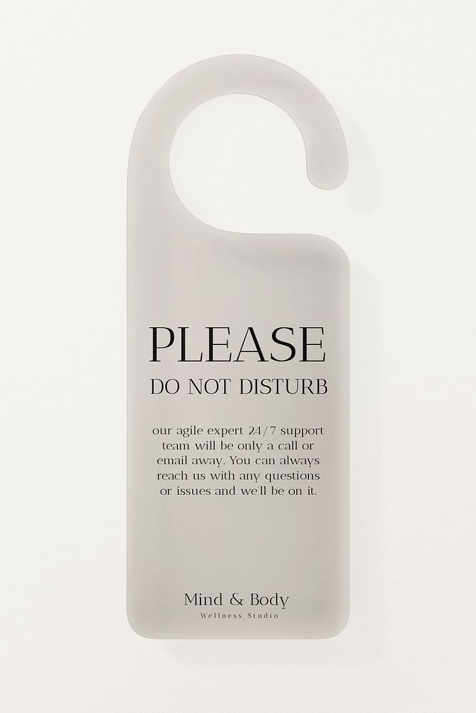 Door hanger mockup, beige 3D rendering design 