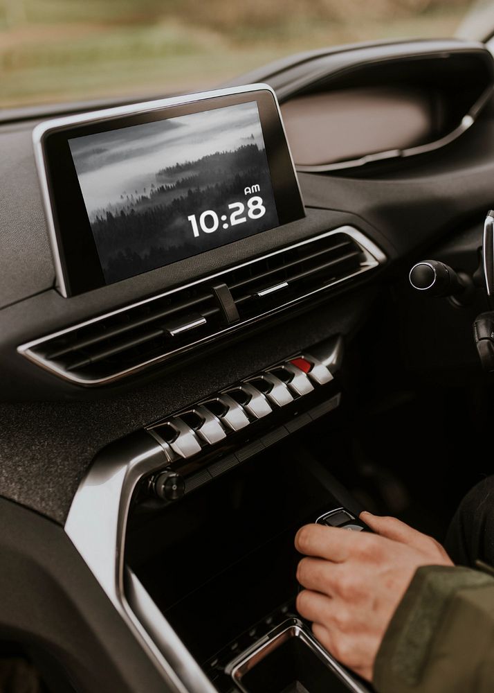 Car dashboard screen mockup, digital device