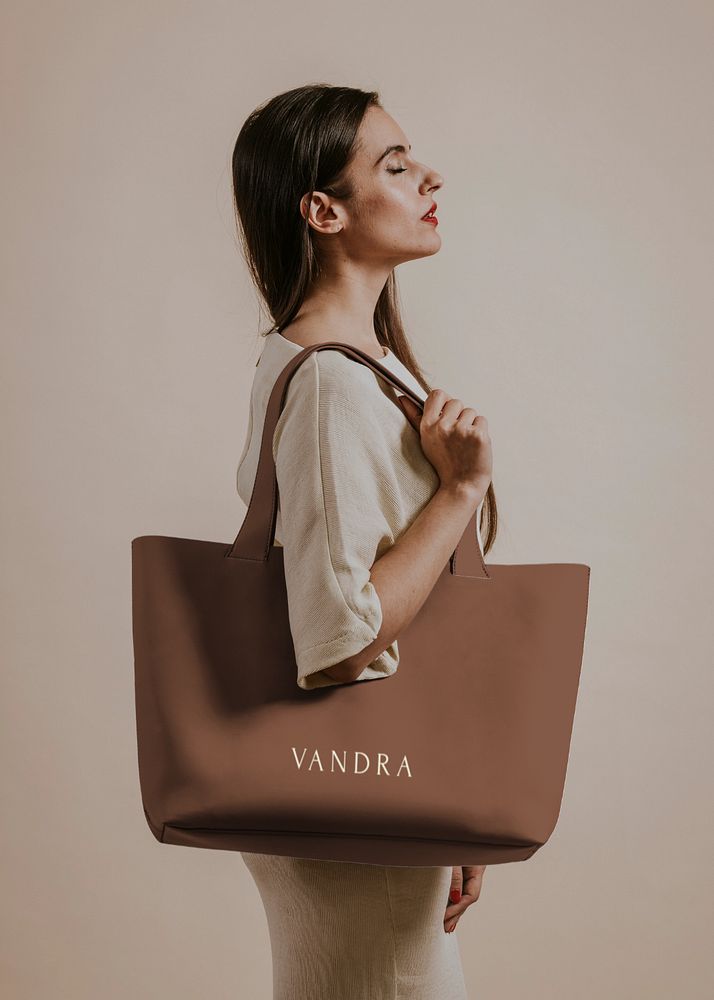 Leather bag mockup, accessory studio shoot 