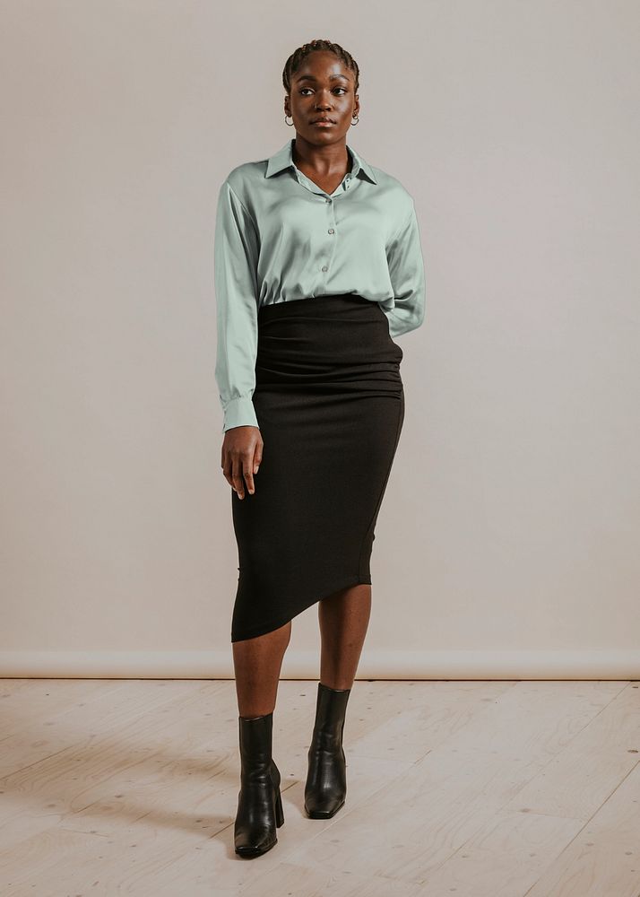 Shirt mockup, women's formal attire photoshoot