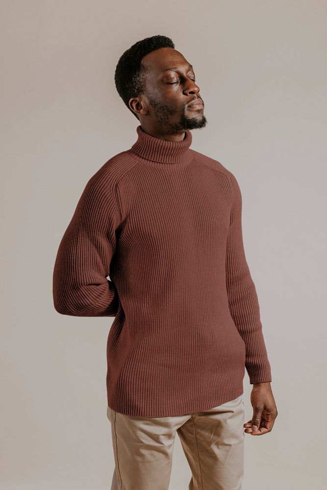 Turtleneck shirt mockup, men's fashion 