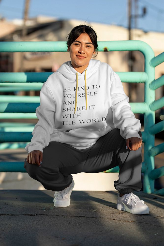 Woman hoodie mockups, streetwear fashion, editable design