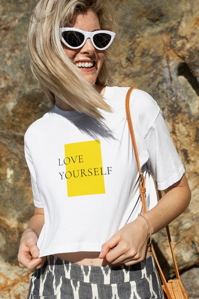 Editable women's t-shirt mockup, summer fashion