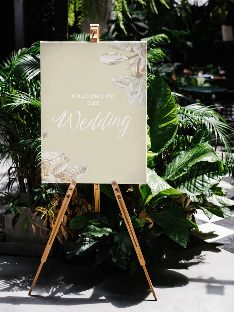 Canvas wedding sign mockup, editable design