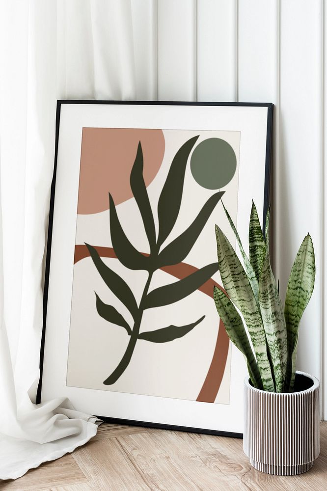 Photo frame mockup, houseplant decor