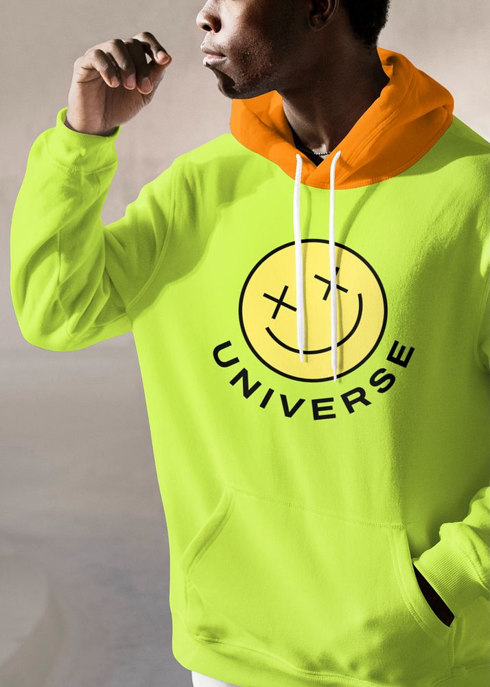 Hoodie mockup, cool African American man, editable design