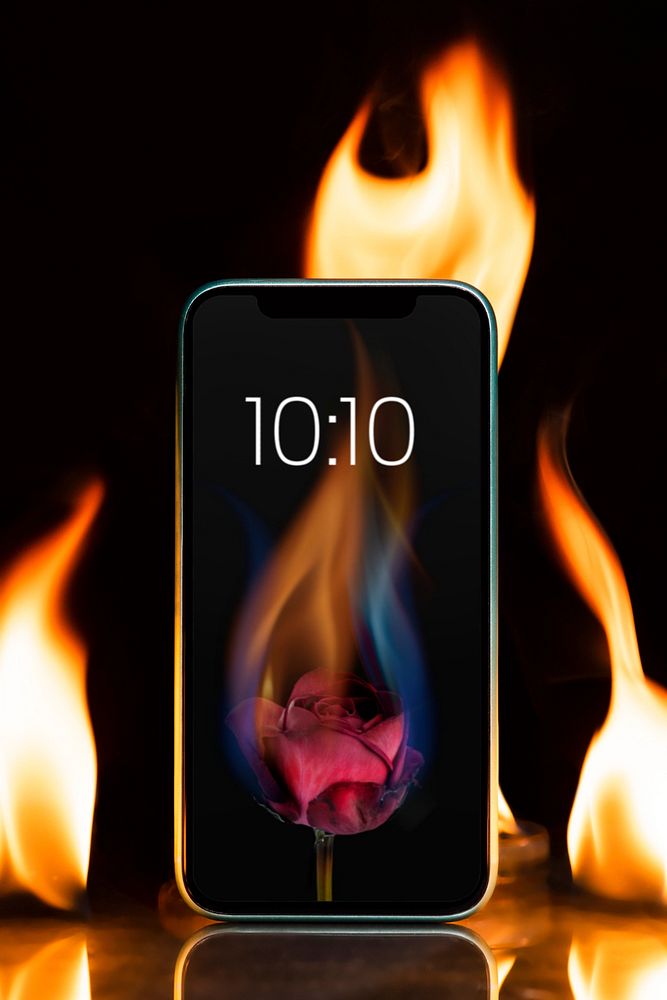 Hot mobile mockup, on fire