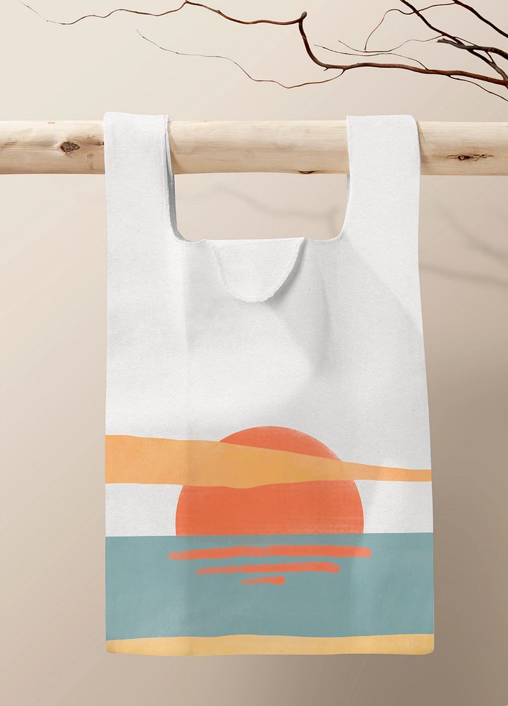 Reusable shopping bag mockup, editable design